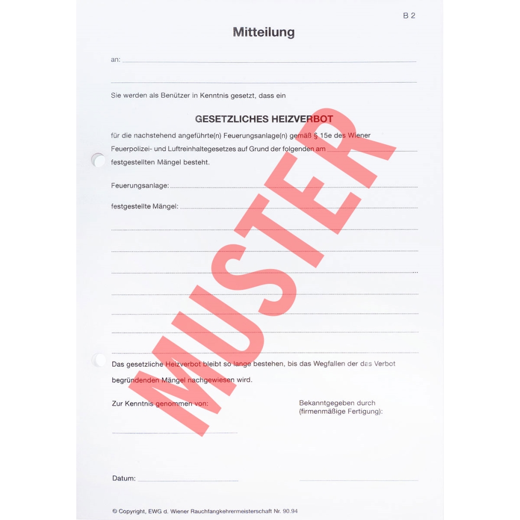 B2 - Heizverbot
NCR, 60 Blatt
