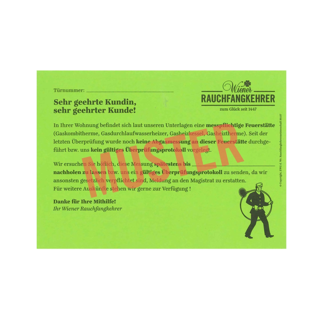 Messung - Einwurfzettel/ Grün
"Abgasmessung - fehlt"
1 Block / 100 Blatt, A6