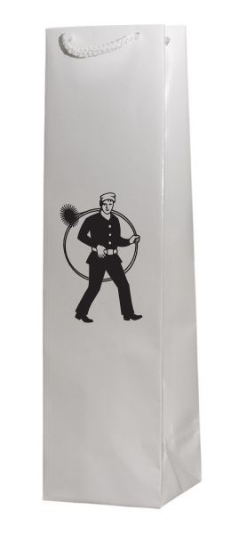 Flaschentasche Weiß mit schwarzem RFK für eine Flasche