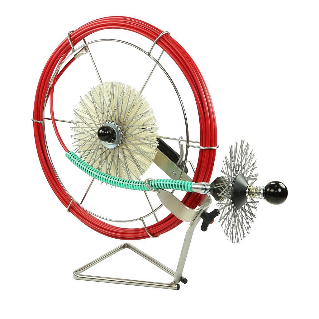 Kombi- Haspel mit Haspelfuß und Schnellverschluss Länge 15m, Ø 7,5mm rot