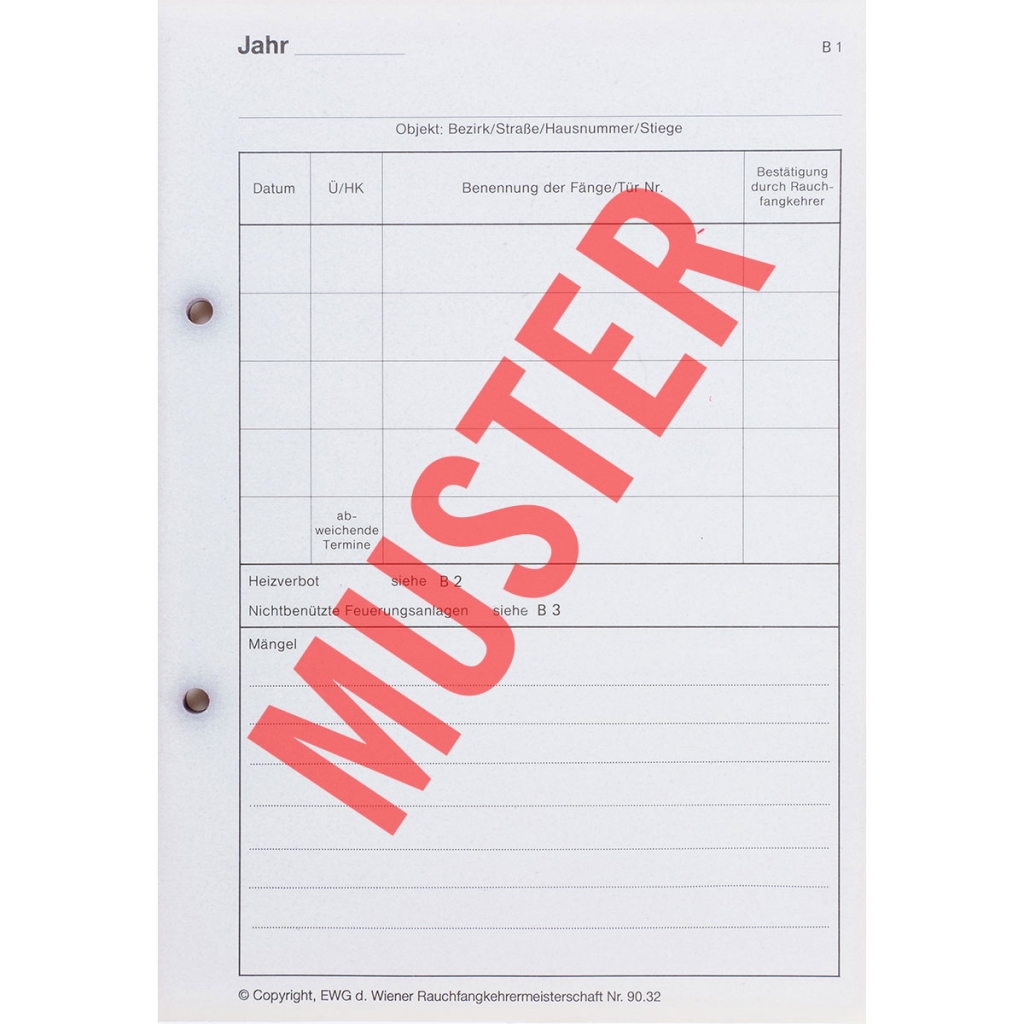 Kontrollbucheinlage
B1, NCR, 60 Blatt
