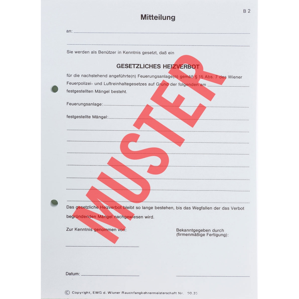 Kontrollbucheinlage
B2, 60 Blatt
