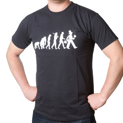 T-Shirt Schwarz mit weißem Evolution Aufdruck