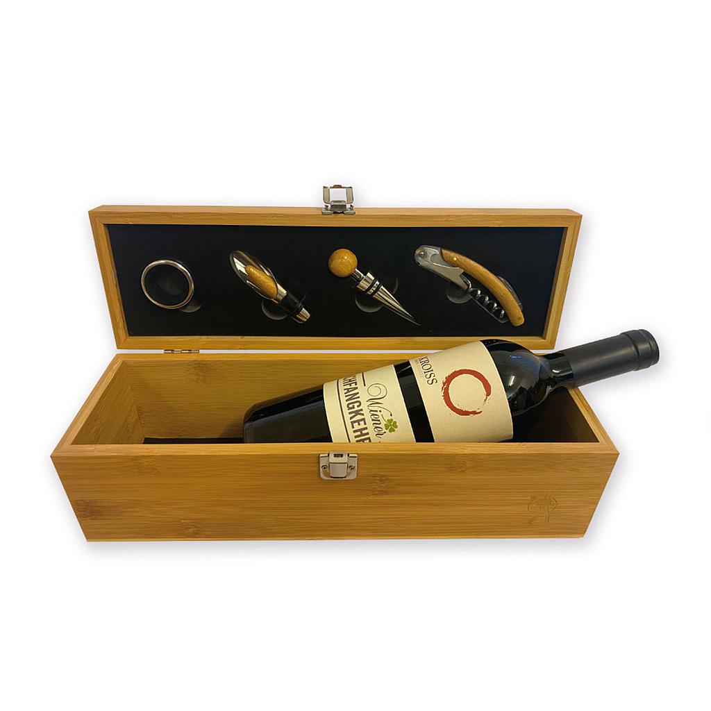 Weinset Holz RFK Laser Gravur