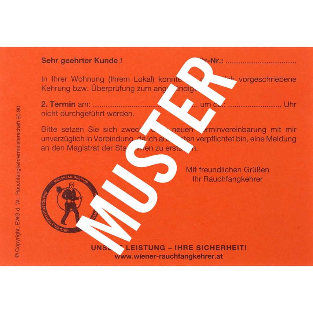 HK-Einwurfzettel 2. Termin rot, A6 Block, 100 Blatt
