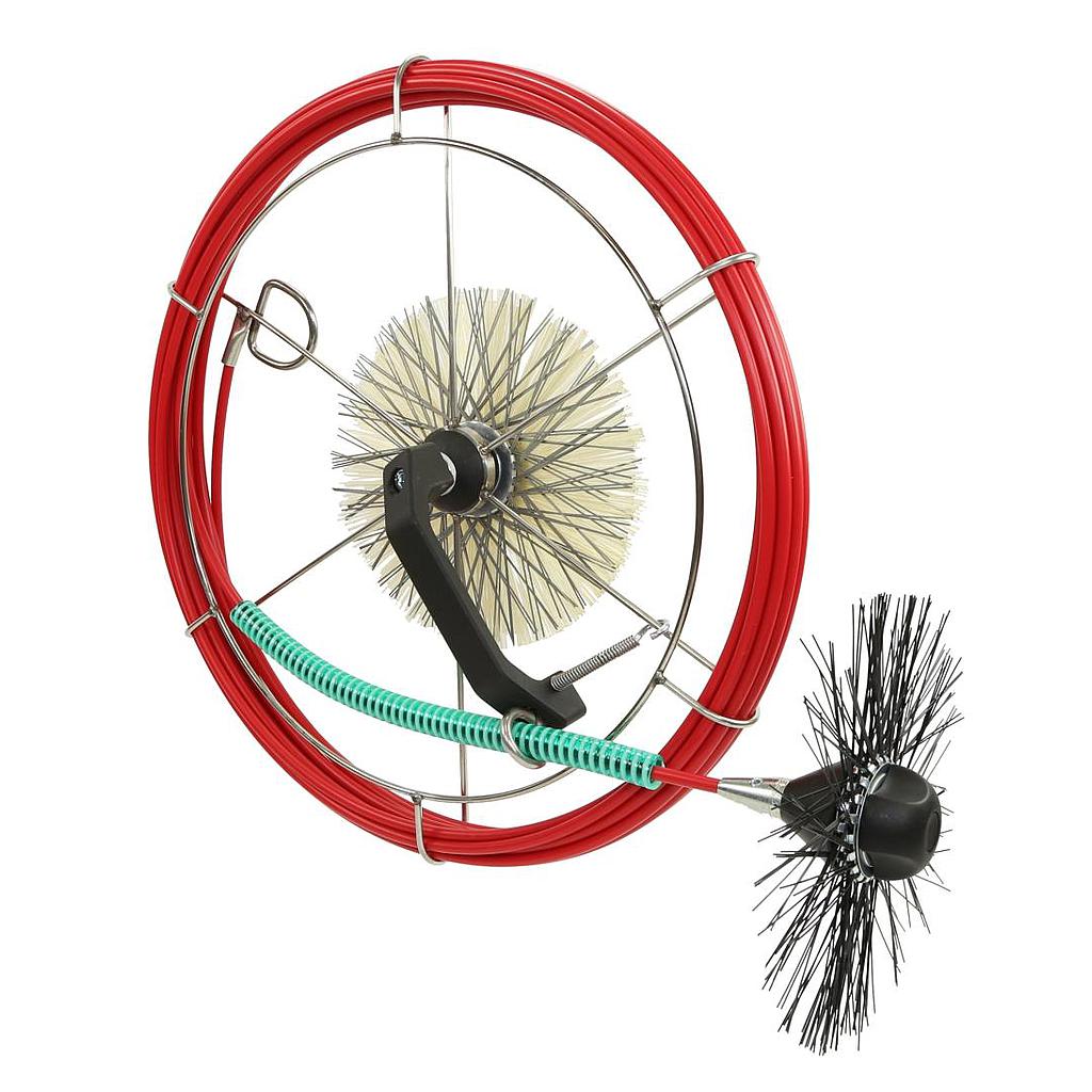 Einhandhaspel mit 15m GFK-Stange Ø 7,5mm rot