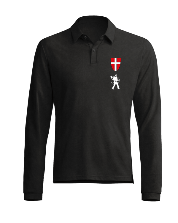 Polo Shirt Schwarz lang mit Wiener Wappen und RFK Stick neues Logo auf Brust