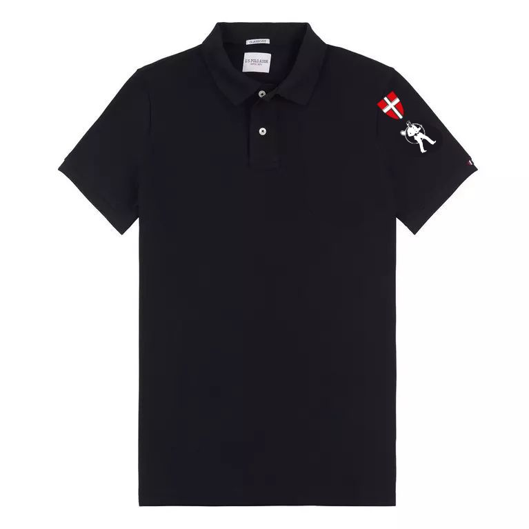 Polo Shirt Schwarz kurz mit Wiener Wappen und RFK Stick neues Logo auf Arm