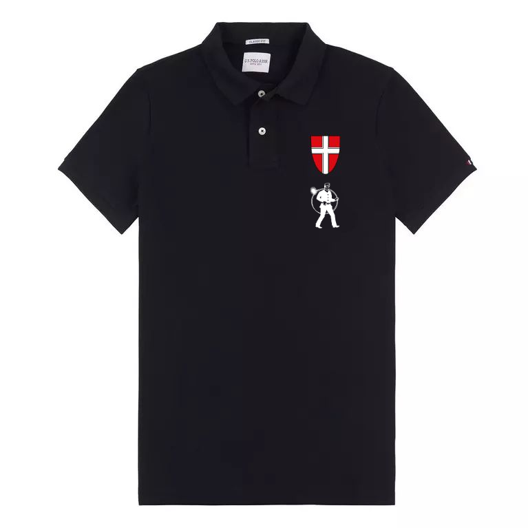 Polo Shirt Schwarz kurz mit Wiener Wappen und RFK Stick neues Logo auf Brust