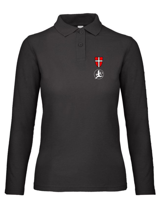 Damen Polo Shirt Schwarz lang mit Wiener Wappen und RFK Stick altes Logo auf Brust XS