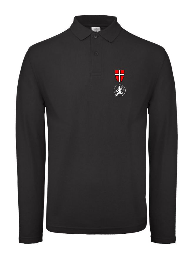 Polo Shirt Schwarz lang mit Wiener Wappen und RFK Stick altes Logo auf Brust M
