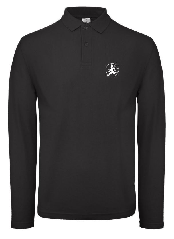 Polo Shirt Schwarz lang mit RFK Stick altes Logo auf Brust M