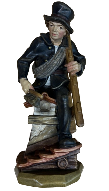 Rauchfangkehrer "gebückt" geschnitzt 30cm bemalt