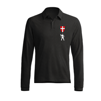 Polo Shirt Schwarz lang mit Wiener Wappen und RFK Stick neues Logo auf Brust