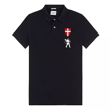 Polo Shirt Schwarz kurz mit Wiener Wappen und RFK Stick neues Logo auf Brust