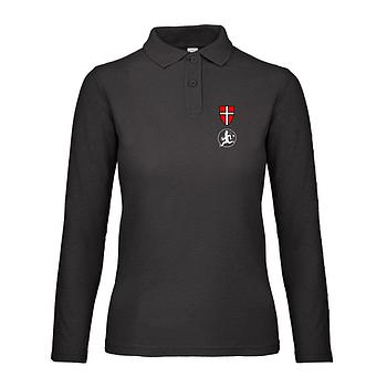 Damen Polo Shirt Schwarz lang mit Wiener Wappen und RFK Stick altes Logo auf Brust XS