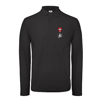 Polo Shirt Schwarz lang mit Wiener Wappen und RFK Stick altes Logo auf Brust S