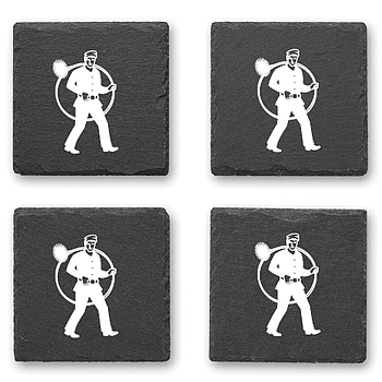 Schieferplatte Untersetzter Set - 4-teilig, 10 x 10 cm