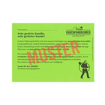 Messung - Einwurfzettel/ Grün
"Abgasmessung - fehlt"
1 Block / 100 Blatt, A6