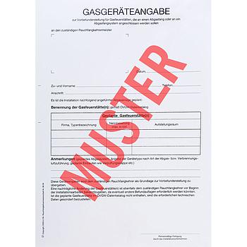 Gasgeräteangabe für
Installateure
Normalpapier