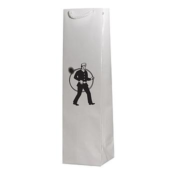 Flaschentasche Weiß mit schwarzem RFK für eine Flasche