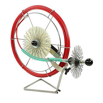 Kombi- Haspel mit Haspelfuß und Schnellverschluss Länge 15m, Ø 7,5mm rot