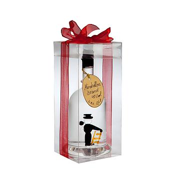 Mirabellenschnaps in
Glasflasche mit
Glasrauchfangkehrer
