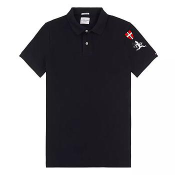 Polo Shirt Schwarz kurz mit Wiener Wappen und RFK Stick altes Logo auf Arm