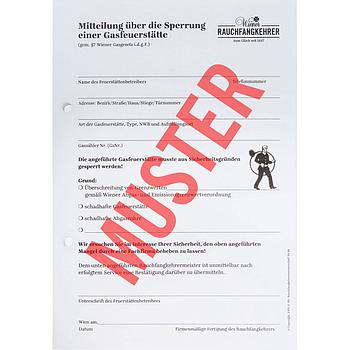 Mitteilung über die Sperrung
einer Gas-Feuerstätte- B2a

